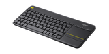 Tastatura wireless Logitech Touch K400 Plus, interfata USB, cu touchpad, dimensiuni  354.3 x 139.9 x 23.5 mm, negru