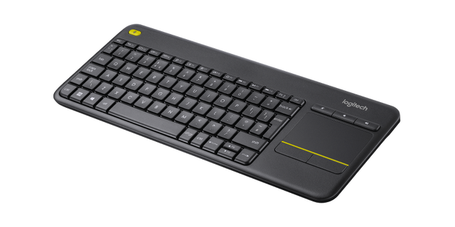 Tastatura wireless Logitech Touch K400 Plus, interfata USB, cu touchpad, dimensiuni  354.3 x 139.9 x 23.5 mm, negru
