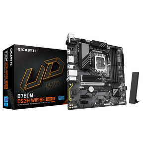 Placa de Baza GIGABYTE B760M DS3H WIFI6E GEN5 LGA1700, 4x DDR5, 1x HDMI 2x DP, 1x PCIE 5.0 x16 2x PCIE 3.0 x1, 2x M.2, 4x SATA 6GB/s, mATX