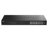 Switch D-Link 16 port GE PoE Unmanaged, capacitate 36 Gbps, standar PoE 802.3af/at, negru
