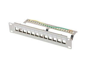 Patch panel gol 12 porturi 1U 10" FTP pentru module Keystone, gri  V2