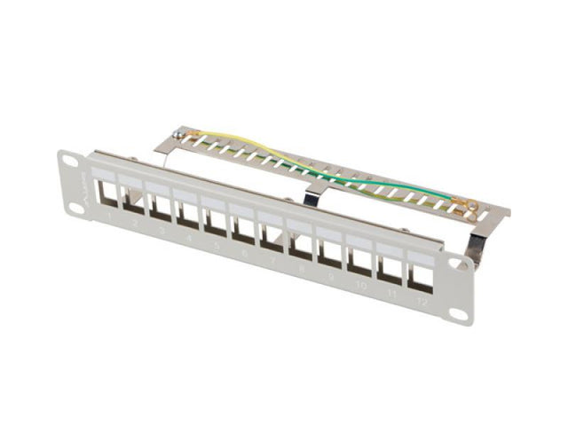 Patch panel gol 12 porturi 1U 10" FTP pentru module Keystone, gri  V2