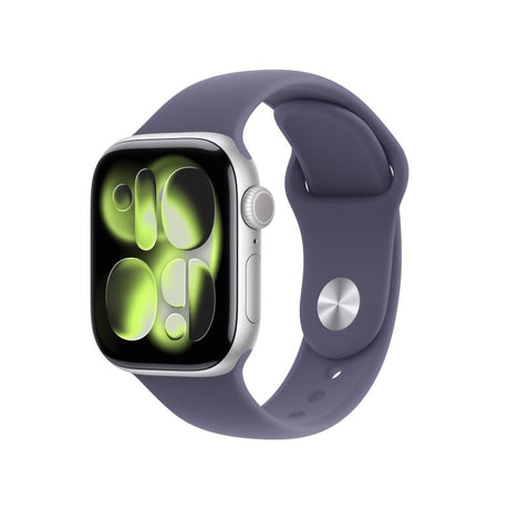 Apple Watch Series 11 GPS + Cellular 42mm Silver Aluminium Case with Purple Fog Sport Band - S/M