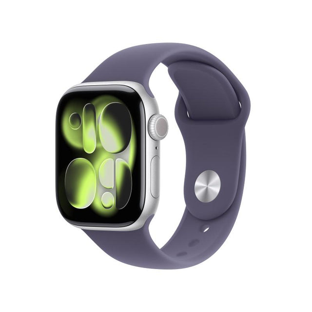 Apple Watch Series 11 GPS + Cellular 42mm Silver Aluminium Case with Purple Fog Sport Band - S/M