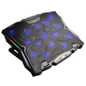 STAND SPACER notebook 17" Gaming, sita metal, 15x6cm LED fans,6 trepte turatie Max 2200RPM, 8 trepte inaltime,RGB 10 moduri, suport telefon,Airflow 180cfm, 1xUSB, 1xTYPE-C, black, Nivel zgomot 28dBA