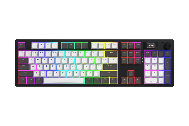 Tastatura Mecanica Gaming HATOR Skyfall Pro Wireless 100, RGB, Wireless, Alb-Negru
