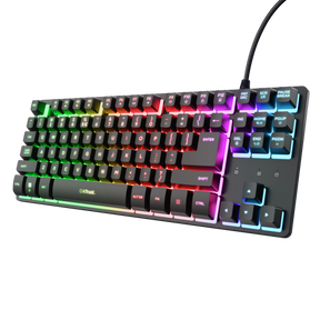 Tastatura Trust cu fir GXT833W Thado TKL, numar butoane 87, interfata USB 2.0, conector USB-A male, compatibila cu PS4, Xbox One, Nintendo Switch, PS5, negru