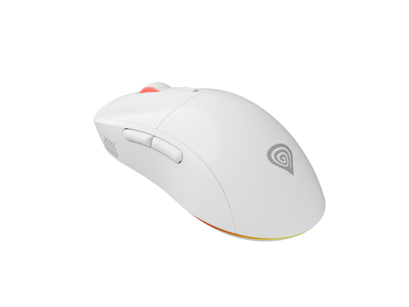 Mouse gaming wireless Gensesis Zircon XIII, senzor optic Pixart PAW3395, interfata USB, rezolutie maxima 26000 DPI, numar butoane 7, switch mecanic Huano Silent, Kailh 4.0, Kailh 8.0, iluminare RGB, alb