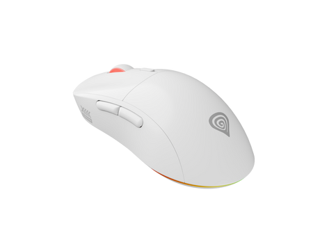 Mouse gaming wireless Gensesis Zircon XIII, senzor optic Pixart PAW3395, interfata USB, rezolutie maxima 26000 DPI, numar butoane 7, switch mecanic Huano Silent, Kailh 4.0, Kailh 8.0, iluminare RGB, alb