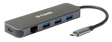 D-Link DUB-2334 5-in-1 USB-C Hub with Gigabit Ethernet and power delivery, 1* USB-C connector, 1* Gigabit Ethernet, 3* USB Type- APort (USB 3.0), 1* USB-C powerdelivery.