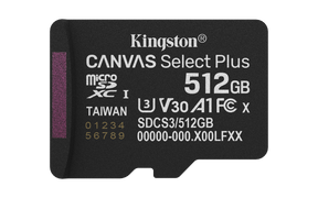 Card de Memorie MicroSDXC Kingston,512GB,Canvas Select Plus,Fara Adaptor