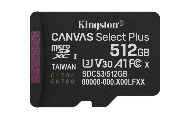 Card de Memorie MicroSDXC Kingston,512GB,Canvas Select Plus,Fara Adaptor