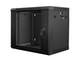 Dulap rack de perete 19", 9U, 600x450 mm, usa din sticla, negru, V2