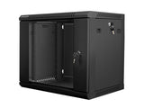 Dulap rack de perete 19", 9U, 600x450 mm, usa din sticla, negru, V2