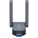 BE6500 High Gain Wi-Fi 7 USB Adapter SPEED: 688 Mbps at 2.4 GHz + 2882 Mbps at 5 GHz + 2882 Mbps at 6 GHz SPEC: 2× High Gain External Antenna, USB 3.0, 4096-QAM FEATURE: Wi-Fi 7, MU-MIMO, OFDMA, Beamforming, WPA3