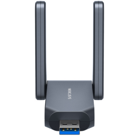 BE6500 High Gain Wi-Fi 7 USB Adapter SPEED: 688 Mbps at 2.4 GHz + 2882 Mbps at 5 GHz + 2882 Mbps at 6 GHz SPEC: 2× High Gain External Antenna, USB 3.0, 4096-QAM FEATURE: Wi-Fi 7, MU-MIMO, OFDMA, Beamforming, WPA3