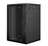Dulap rack 19" perete 18U / 600x600 (flat pack) cu ușă din sticlă, negru  V2