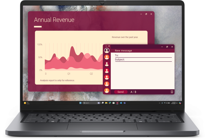Laptop Business DELL Pro 14, cu procesor Intel Core 7 150U, 14'' IPS, 16 GB DDR5, 256 GB SSD, Intel Graphics, Windows 11 Pro