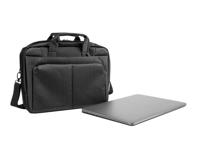 Geanta laptop Natec Gazelle, compatibilitate dimensiune laptop 15.6", 3 compartimente, material Polyester, negru