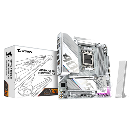 Placa de baza Gigabyte X870M AORUS ELITE WIFI7 ICE, Socket AM5, DDR5, Micro-ATX