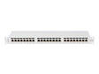 Patch panel 24 porturi 1U 19" Cat.6A FTP cu organizator cabluri, ecranat, gri