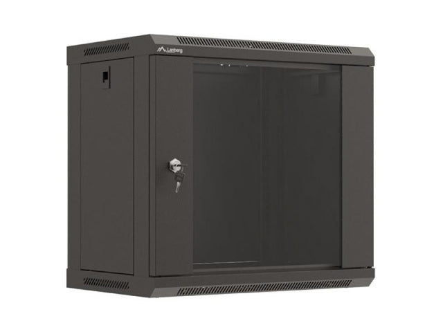 Dulap rack de perete 19", 9U, 540x350 mm, usa din sticla, negru,