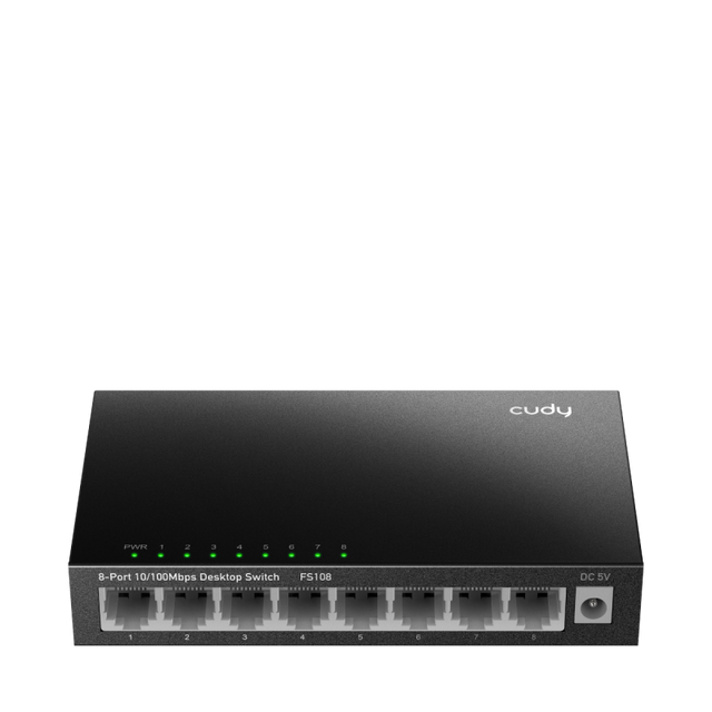 CUDY 8-Port 10/100 Mbps Desktop Switch, 8 10/100M RJ45 Ports, Loop Detection, Metal Case, Power Saving, Plug & Play, Wall-Mount