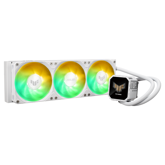 Cooler Procesor ASUS TUF GAMING LC III 360 ARGB LCD ALB, marime radiator 397mm, 3x120mm, viteza ventilatoare 650-2600 RPM +/- 10%, Suport AMD: AM5 AM4, suport INTEL: LGA 1851/1700/1200