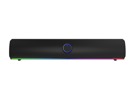 Soundbar GENESIS HELIUM 312BT 2.0, putere 10W, lungime cablu 150cm, frecventa raspuns 100 - 20000 Hz, iluminare multicolor, interfata USB-A, negru