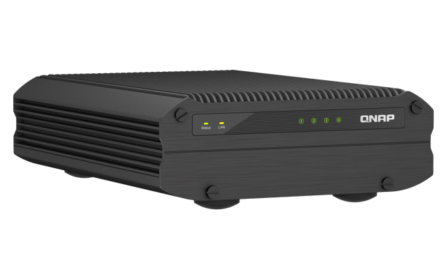 NAS QNAP I410X 4-Bay, CPU Intel® Atom® x6425E 4-core/4-thread Processor, RAM onboard 8GB (not expandable), 2.5" SATA SSD 6Gbps HDD (neincluse), LAN: 10 x 2.5GbE, Desktop, Adapter, garantie 3 ani