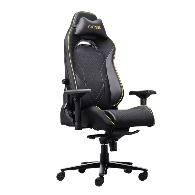 Scaun gaming Trust GXT 721 Ruya Pro Premium, iluminare RGB, 5 roti, ridicare pe gaz clasa 4, adjustabil pe inaltime, material piele PU, greutate maxima suportata 150 kg, negru
