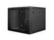 Dulap rack de perete 19", 9U, 600x600 mm, usa din sticla, negru, V2