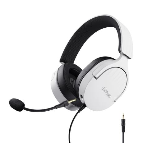 Casti Trust cu fir GXT 489W Fayzo, material ABS, lungime cablu detasabil 120cm, conector 3.5mm, frecventa raspuns 20 Hz, 20.000 Hz, senzivitate 100 dB, sunet stereo, microfon omnidirectional, senzor electret, alb