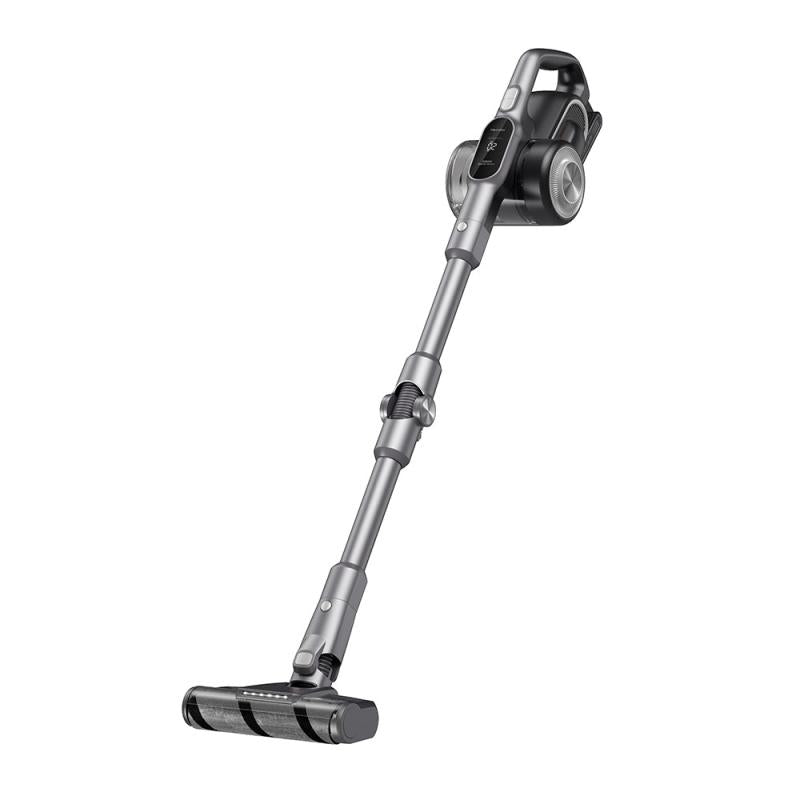 Aspirator vertical fara fir JIMMY H10 Flex, putere 600W, autonomie 80 min, senzor smart pentru detectarea prafului, tehnologie dual ciclonica, tub metalic flexibil, display led inteligent, recipient praf 0.6L, gri