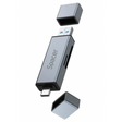 Card Reader extern SPACER, 4 in 1, interfata USB 2.0, USB Type C, citeste/scrie: SD, micro SD; extraconectori mama USB si Type-C, aluminiu