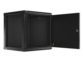Dulap rack 19" perete 12U / 600x600 pentru auto-asamblare, ușă metalică, negru  (flat pack)