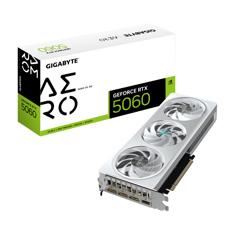 Placa Video GIGABYTE GEFORCE RTX 5060 AERO OC 8GB GDDR7 128 bit, PCIE 5.0, 3x DP 1x HDMI