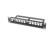 Patch panel gol 12 porturi 1U cu organizator pentru module Keystone, negru