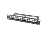 Patch panel gol 12 porturi 1U cu organizator pentru module Keystone, negru