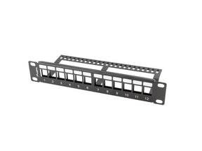 Patch panel gol 12 porturi 1U cu organizator pentru module Keystone, negru