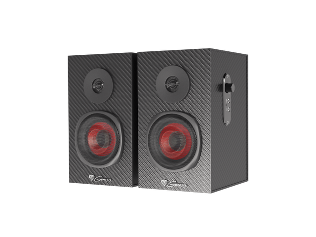 Sistem audio Genesis HELIUM 200 2.0, interfata mini jack 3.5 mm, putere maxima RMS 20 W, diametru difuzoare 76,2 mm, negru
