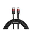 Cablu alimentare si date Baseus Cafule, Fast Charging Data Cable pt. smartphone, USB Type-C la USB Type-C 3A / 60W, 2m, rosu + negru