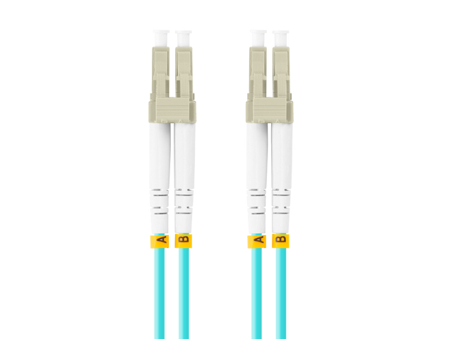 Patch cord fibră MM LC/UPC-LC/UPC duplex 3 m LSZH OM3 50/125 3,0 mm aqua