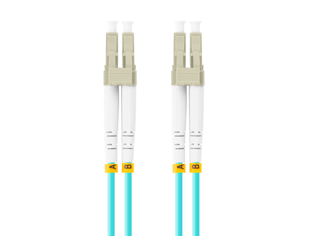 Patch cord fibră MM LC/UPC-LC/UPC duplex 2 m LSZH OM3 50/125 3,0 mm aqua