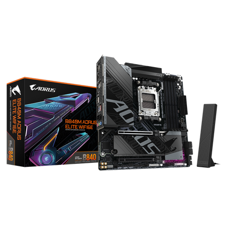 Placa de Baza GIGABYTE B840M AORUS ELITE WIFI6E AM5, 4x DDR5, 1x DP 1x HDMI, 1x PCIE 4.0 x16 1x PCIE 3.0 x16, 2x M.2, 4x SATA 6GB/s, mATX