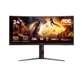 Monitor Gaming AOC CU34G4Z, 34", 3440 x 1440 pixeli, Black, Red, 3 ani Garantie