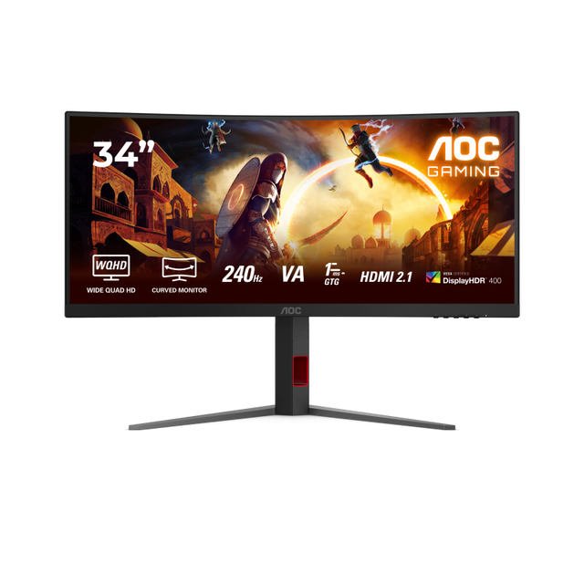 Monitor Gaming AOC CU34G4Z, 34", 3440 x 1440 pixeli, Black, Red, 3 ani Garantie