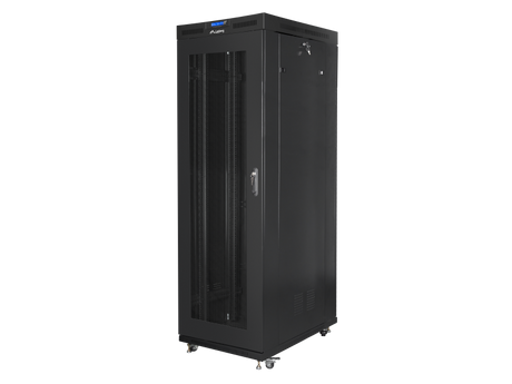 Cabinet rack Lanberg Free standing, size 19", ITC 27U, maximum static load 1200 kg, LCD panel, 6 slot uri pentru ventilatoare, greutate 111 kg, negru