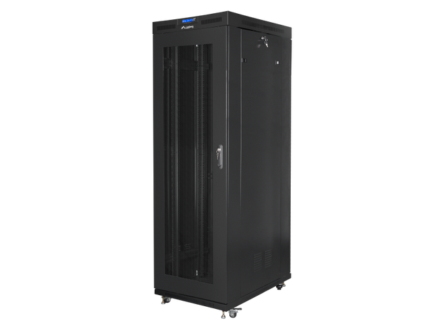 Cabinet rack Lanberg Free standing, size 19", ITC 27U, maximum static load 1200 kg, LCD panel, 6 slot uri pentru ventilatoare, greutate 111 kg, negru
