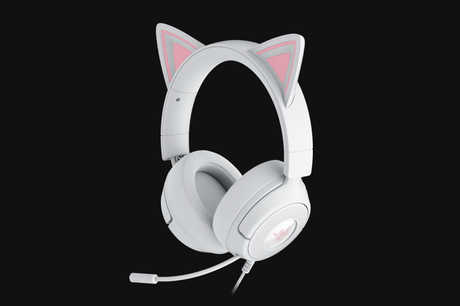 Casti Razer Kraken Kitty V3 X, frecventa raspuns 20 Hz – 28 kHz, sensibilitate 98 dBSPL / mW at 1 kHz by HATS si microfon unidirectional, sensibilitate microfon -42 ± 3 dBV / Pa, 1 kHz, alb